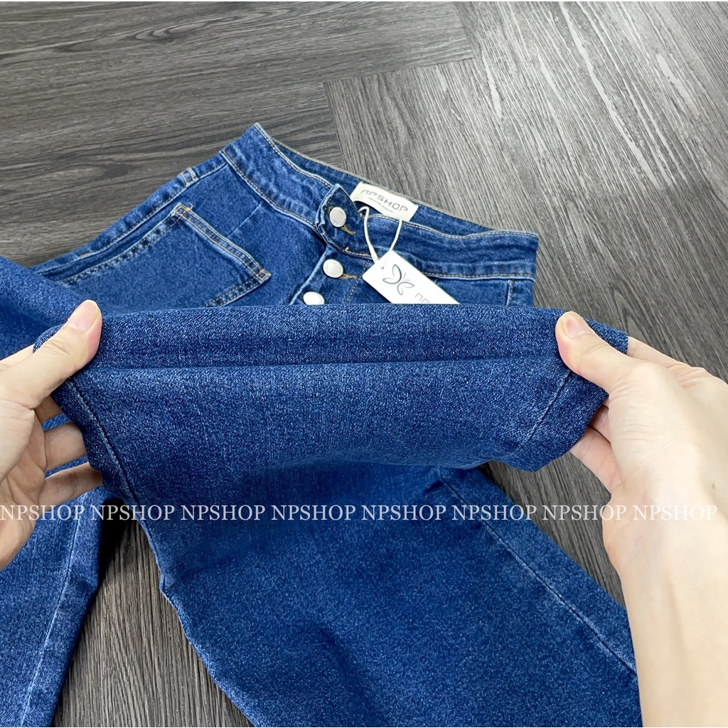 Quần jean nữ ống suông loe dài nhiều nút túi vuông NPQ067