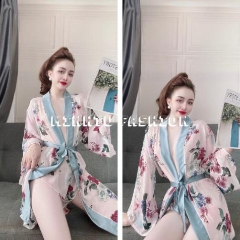 Áo Choàng Ngủ Voan Xuyên Thấu, Áo Choàng Ngủ Kimono Kèm Quần Gợi Cảm Quyến Rủ Cho Nữ. | BigBuy360 - bigbuy360.vn