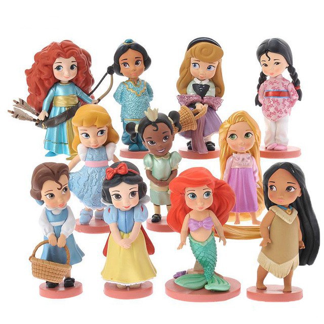 Set 11 Mô Hình Nhân Vật Công Chúa Disney Dễ Thương Disney Princess Snow White Mermaid Cinderella Action Figures Mulan Jasmine Dolls Kids Toys