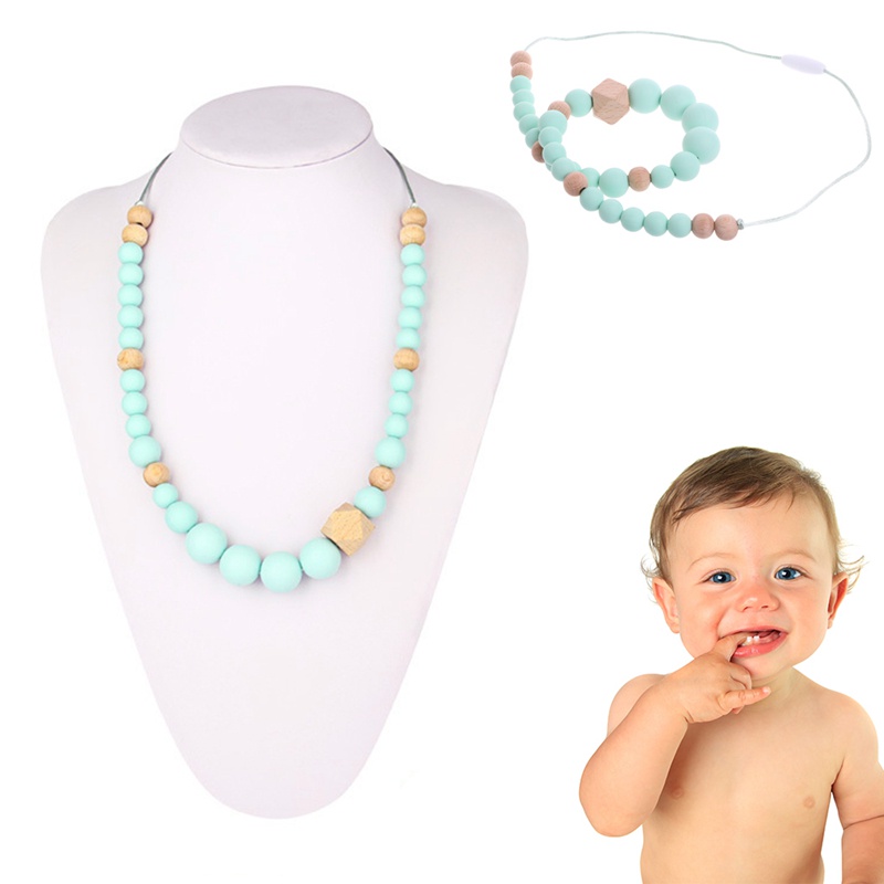 Vòng Cổ Chuỗi Hạt Dài Bằng Silicone Cấp Thực Phẩm Dành Cho Bé Mọc Răng