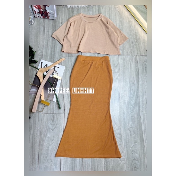 NEW | SET ÁO THUN CHÂN VÁY ĐUÔI CÁ ÔM BODY DÁNG DÀI