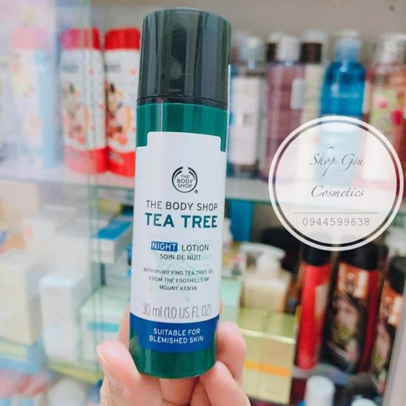 Kem dưỡng ẩm ban đêm cho da mụn THE BODY SHOP TEA TREE NIGHT LOTION 30ML