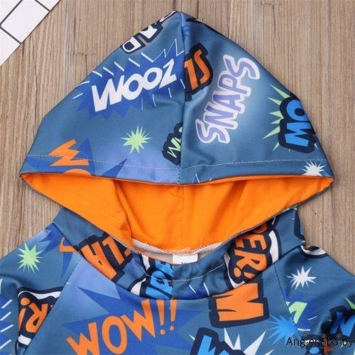 Bộ áo tay dài có nón hoodie và quần dài thun họa tiết Giáng sinh cho các bé nhỏ