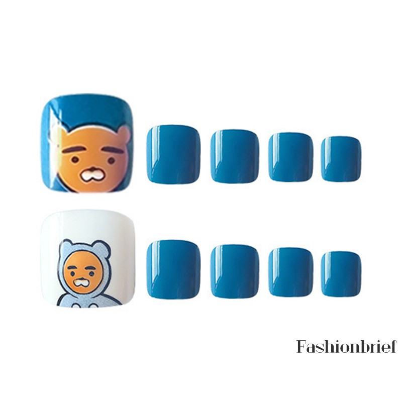 Set 24 móng chân giả in họa tiết hoạt hình dễ thương cho nữ