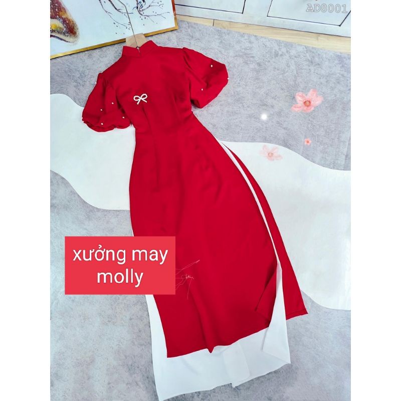 áo dài cách tân ngắn tay màu đỏ_có bigsize