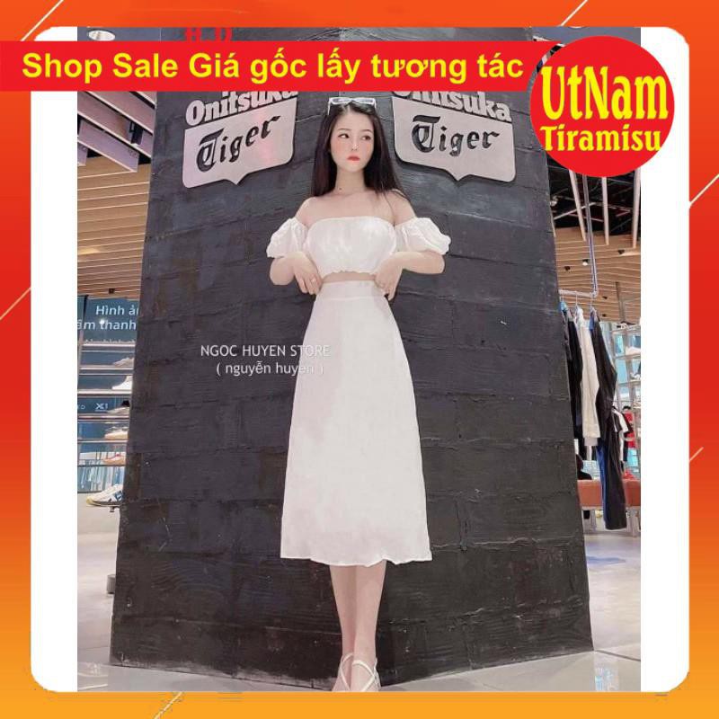 (ẢNH THẬT VÀ VIDEO SHOP TỰ QUAY) SÉT ÁO TRỄ VAI TAY BỒNG TRẮNG MIX CHÂN VÁY DÀI QUA GỐI VINTAGE