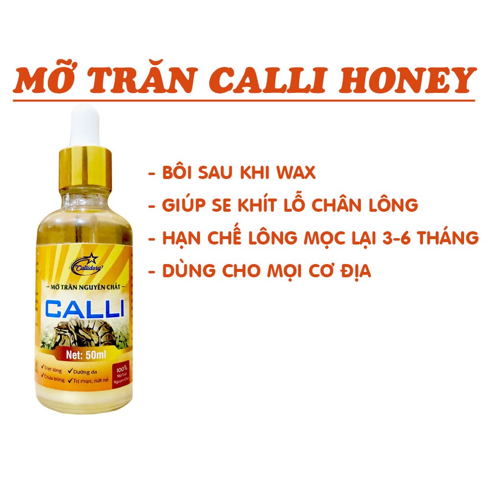 Wax Lông An Lành Nách Bikini Chân Tay Calli Honey, Sáp Wax Tẩy Lông Vùng Kín Vĩnh Viễn 250g tặng combo 50 giấy - WCH