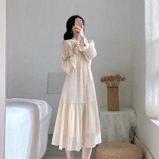Váy tiểu thư nơ cổ hàng 2 lớp dày dặn