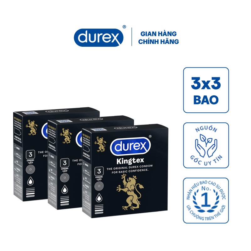 Bộ 3 bao cao su Durex Kingtex 3 bao/hộp