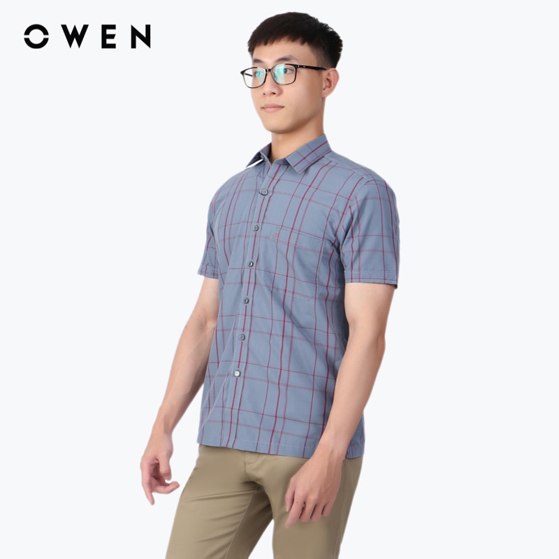 Áo sơ mi ngắn tay Nam Owen Viscose Bodyfit Ghi - BA23778N
