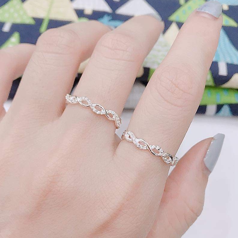 Nhẫn bạc Nhẫn sóng đan mây vòng nạm đá xinh xinh Van Jewelry V10738