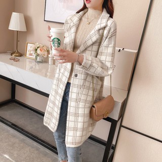 ÁO KHOÁC DẠ NỮ KẺ CARO DÁNG DÀI PHONG CÁCH HÀN QUỐC HÀNG LOẠI 1