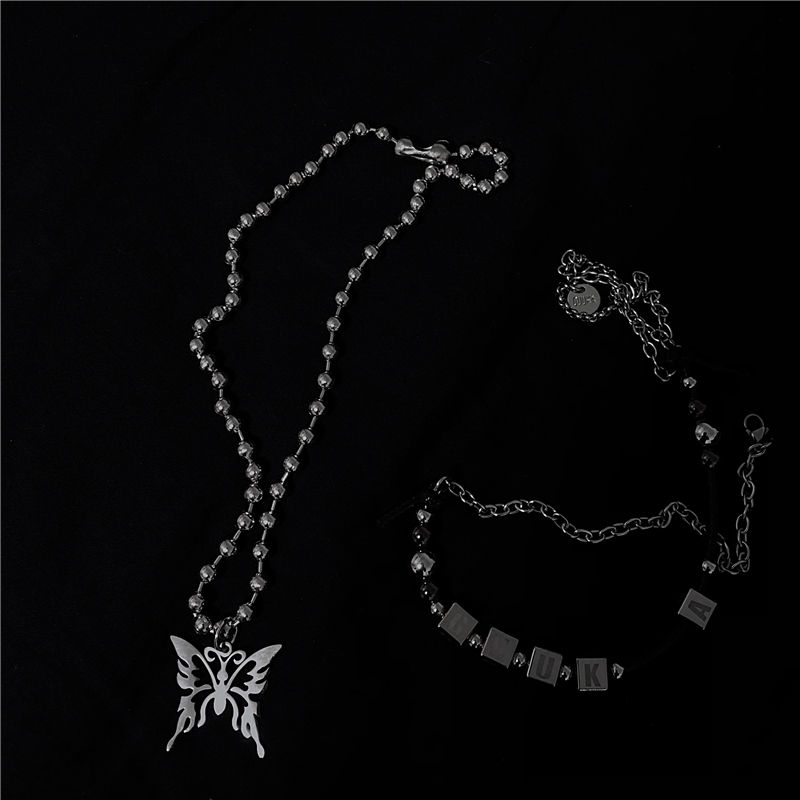 Vòng Cổ Gắn Mặt Hình Bướm Cá Tính Độc Đáo Phong Cách Hip-Hop