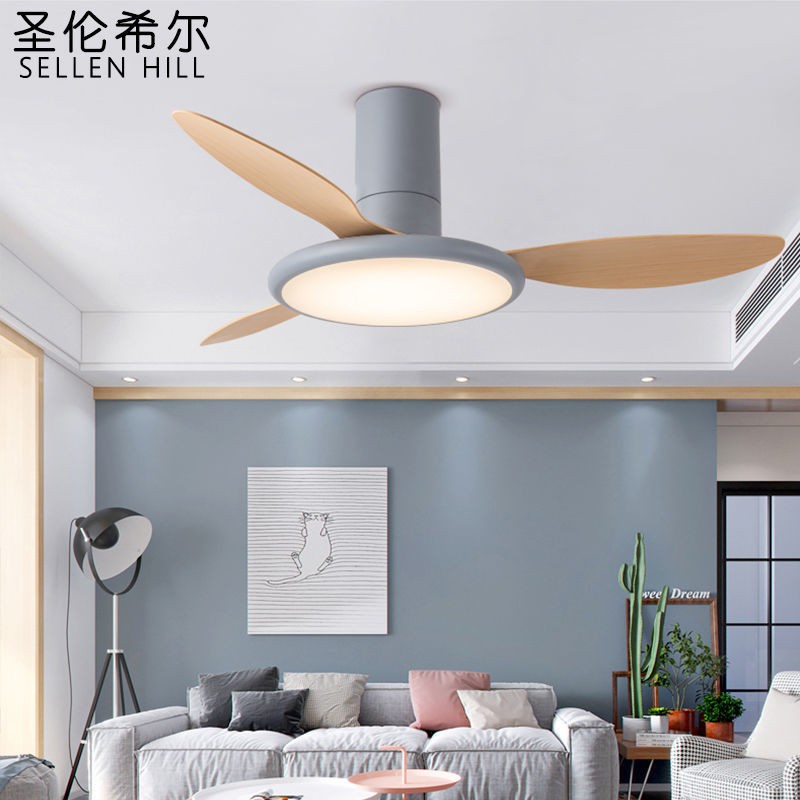 Điều hòa Bắc Âu quạt đèn nhà hàng tối giản hiện đại siêu mỏng sàn thấp chùm trần mới của Trung Quốc
