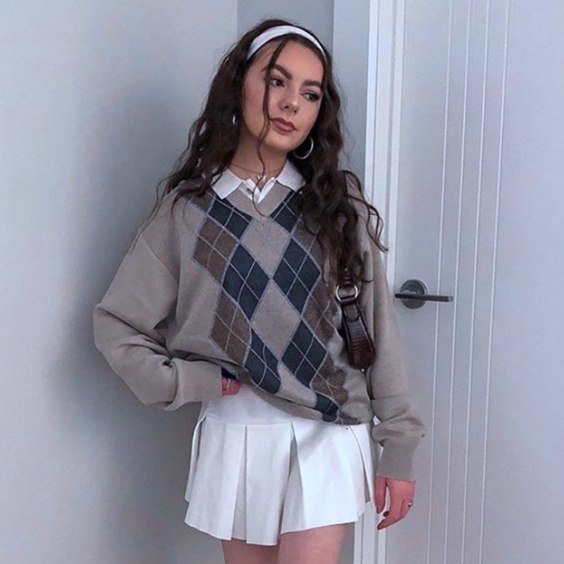 Áo Sweater Dệt Kim Tay Dài Thiết Kế Dáng Rộng Thoải Mái