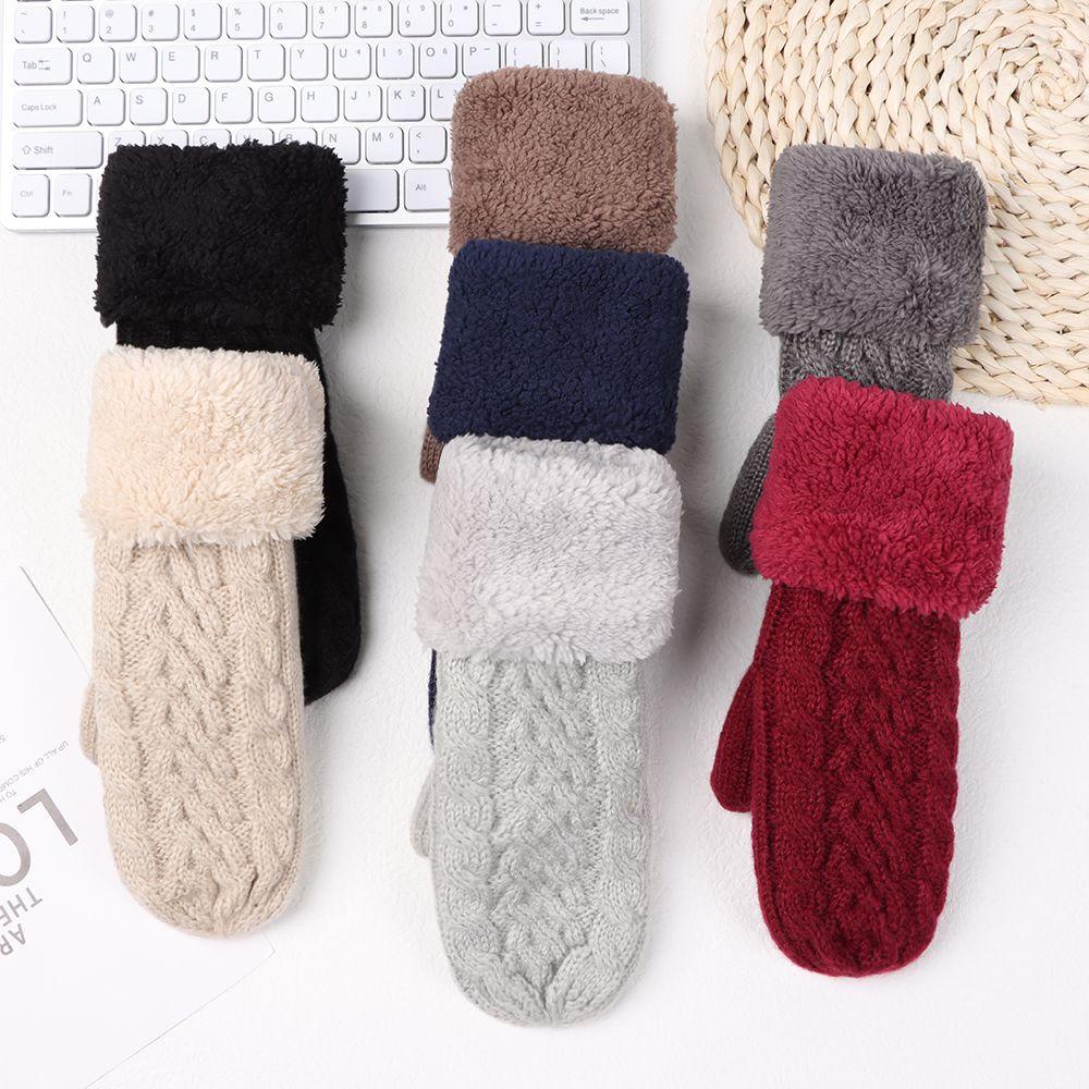 Layor1 Găng Tay Dệt Kim Dày Mềm Mại Thời Trang Cho Nữ
