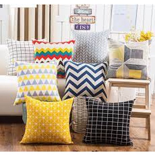 [ Sales ] Vỏ gối vuông đủ mầu ,Gối tựa lưng , gối sofa vuông , phong cách kẻ hiện đại size 40cm*40cm
