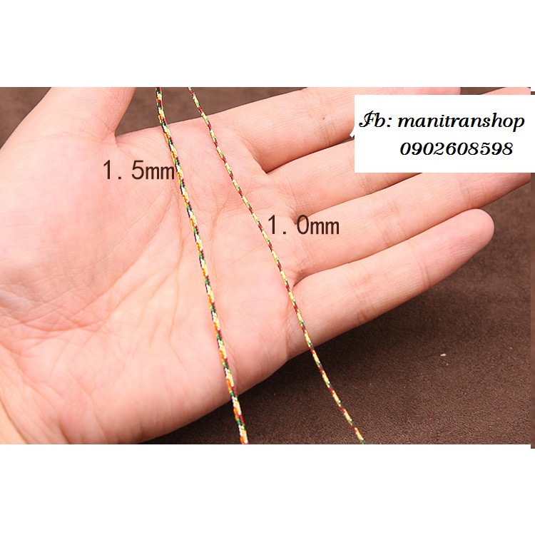 Cuộn dây chỉ ngũ sắc - phụ kiện handmade làm vòng tay 0.8mm 1.5mm Cuộn