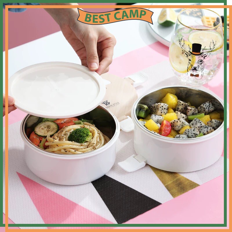 Hộp Cơm Giữ Nhiệt 2 Tầng INOX 304 Hình Tròn 1.6L | BigBuy360 - bigbuy360.vn