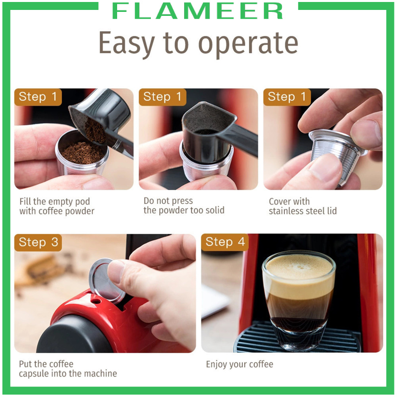 [FLAMEER]Coffee Capsule Stainless Steel Reusable for Le Cube