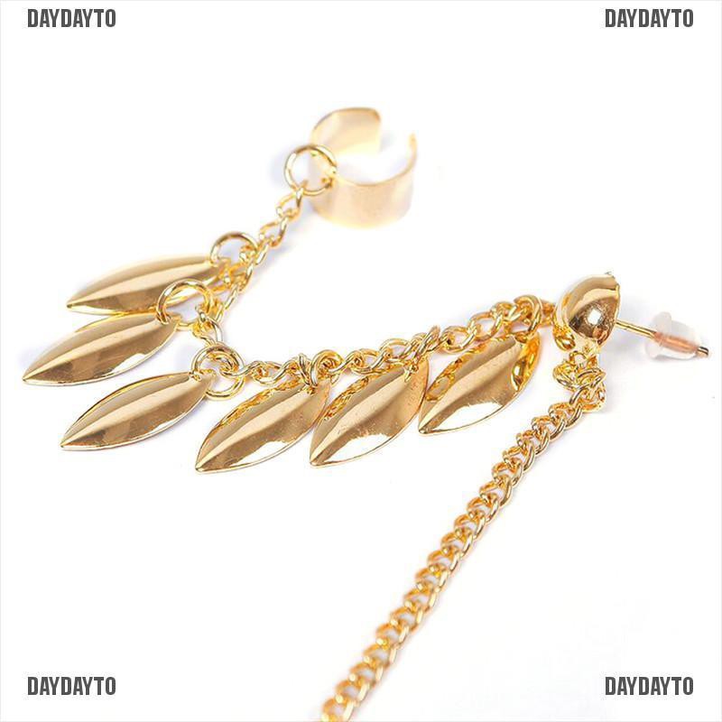 1 Bông Tai Đeo Vành Tai Hình Chiếc Lá Tua Rua Phong Cách Gothic Punk Thời Trang Cho Nữ