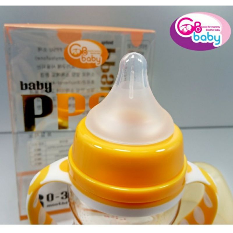 180ml / 240ml - Bình sữa nhựa PPSU cao cấp cổ rộng GB BABY kèm tay cầm và van chống sặc - Hàn Quốc