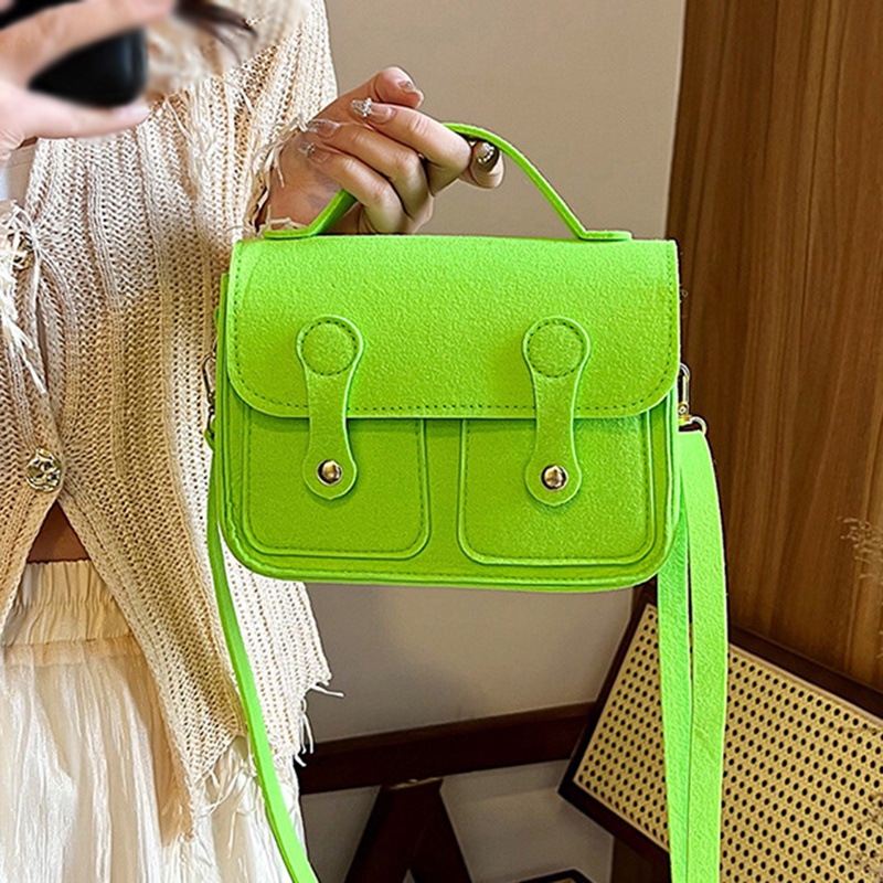 Túi Đeo Chéo Hình Vuông Nhỏ Màu Trơn Thời Trang Retro Dễ Phối Đồ Cho Nữ