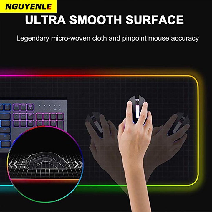 Mousepad Miếng lót chuột Led RGB full size 80cm x 30cm, 300 x 250cm