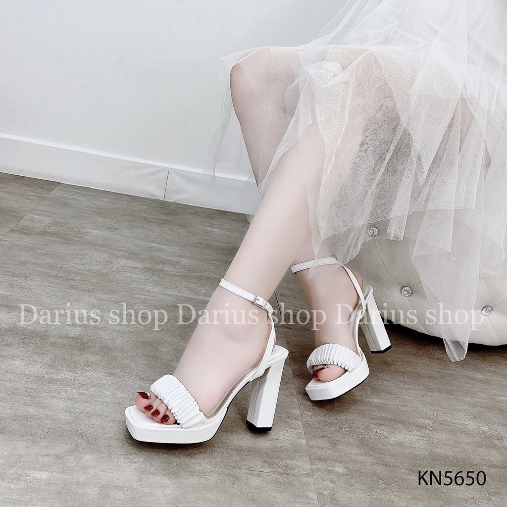 Giày SANDAL hở mũi gót 12 phân, quai ngang nhúng hở gót, đế vuông - KN5650