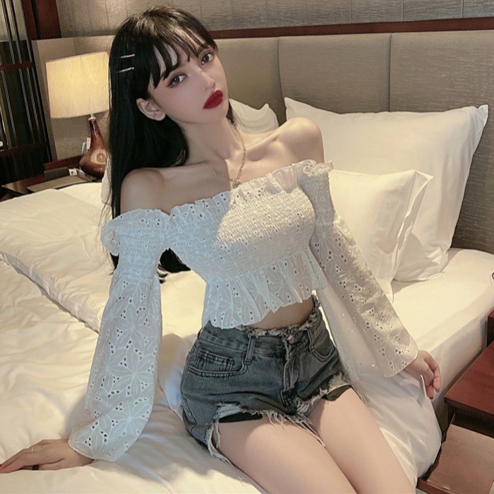 Áo sơ mi nữ tay dài trễ vai Emilyshop