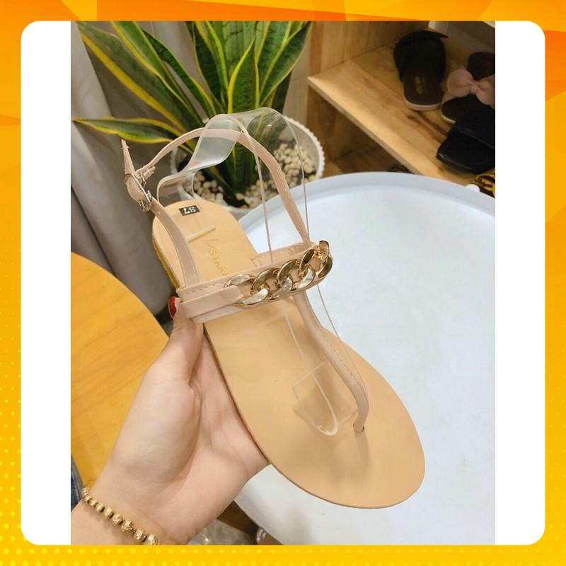 [Có sẵn] Dép Sandal Quai Kẹp Phối Xích Trẻ Trung - Dép Sandal Kẹp Ngón Thời Trang