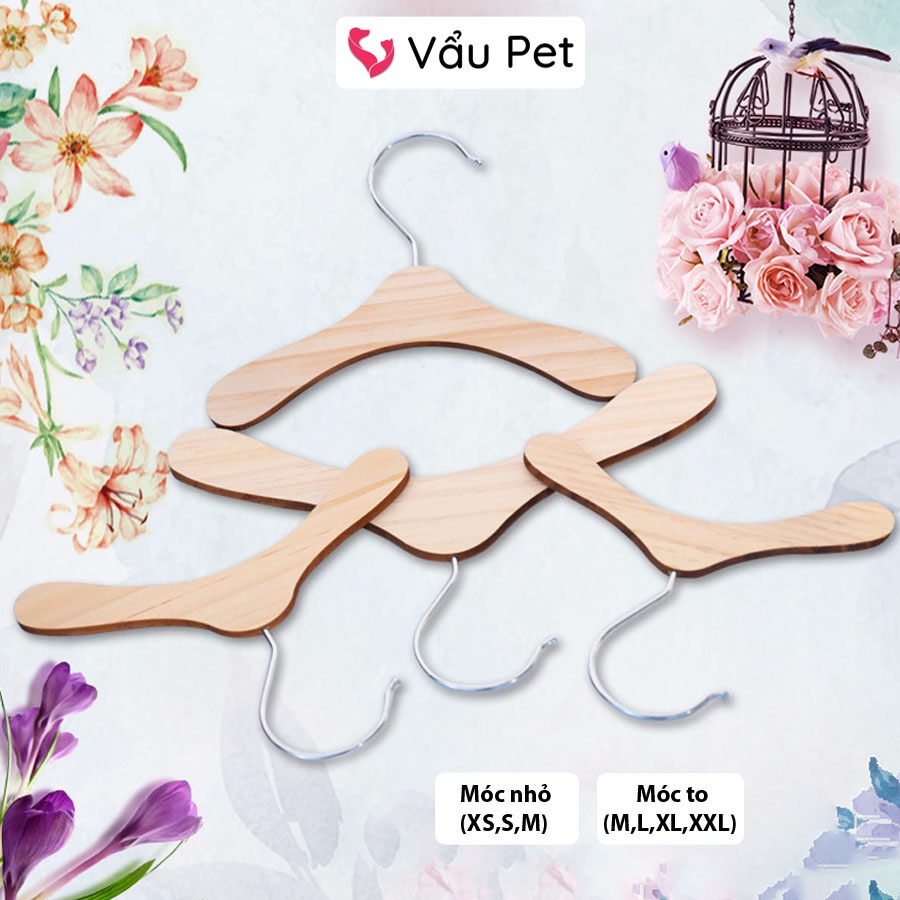 Móc gỗ treo quần áo chó mèo thú cưng Vẩu Pet Shop