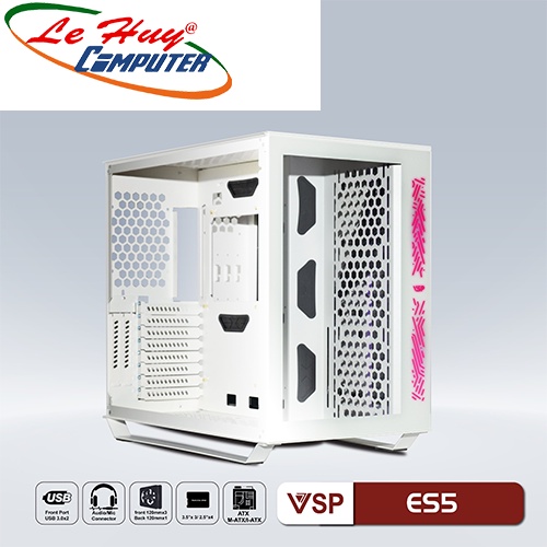 Vỏ máy tính VSP E-ROG ES5 Gaming Đen/Trắng/Hồng (No Fan)