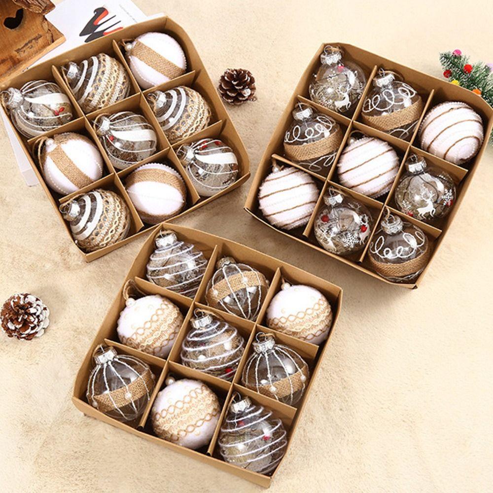 Set 9 Trái Châu 8cm Trang Trí Giáng Sinh