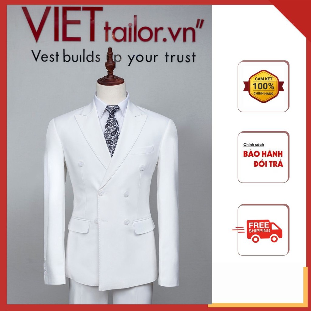 Bộ Vest Trắng 6 Khuy Cao Cấp AB607