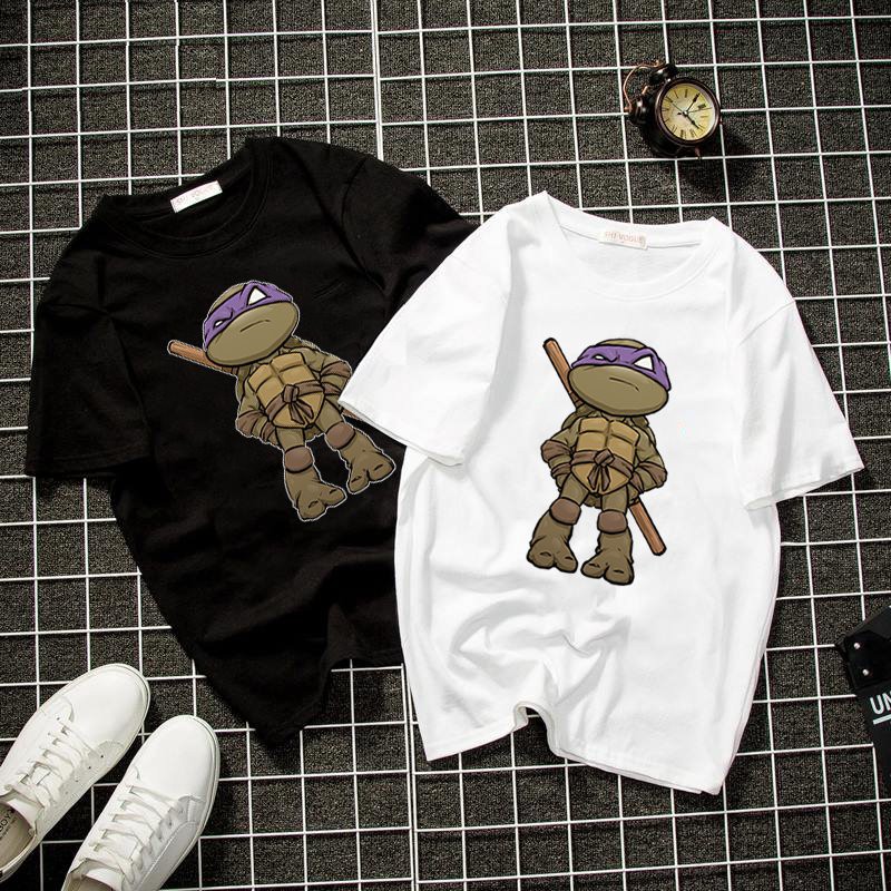 Áo thun unisex Hàn Quốc in ninja rùa vải dày mịn 2019T1043