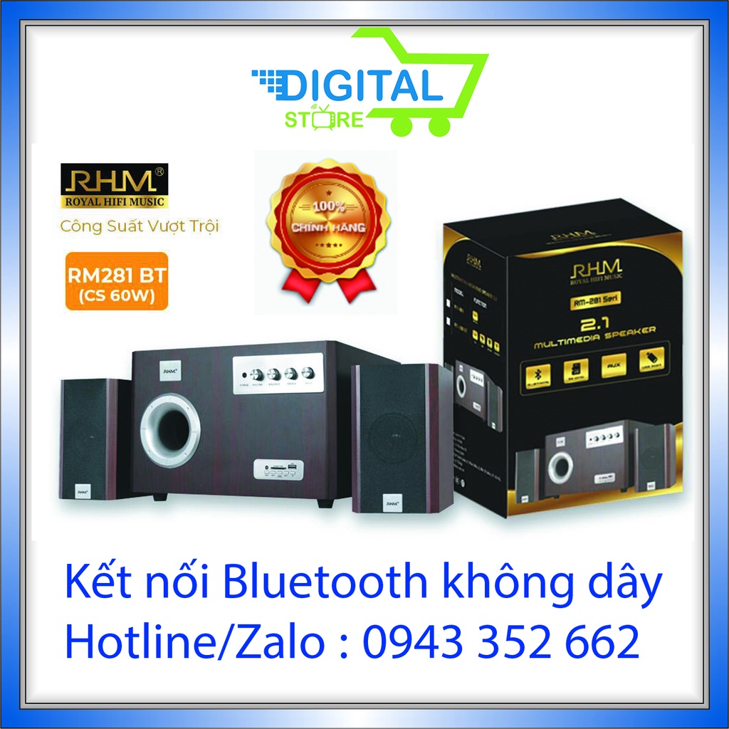 Loa 2.1 RHM RM281 BT - 60W tổng, (có bluetooth), Loa tivi, Loa vi tính RHM 281BT [ Chính Hãng ]