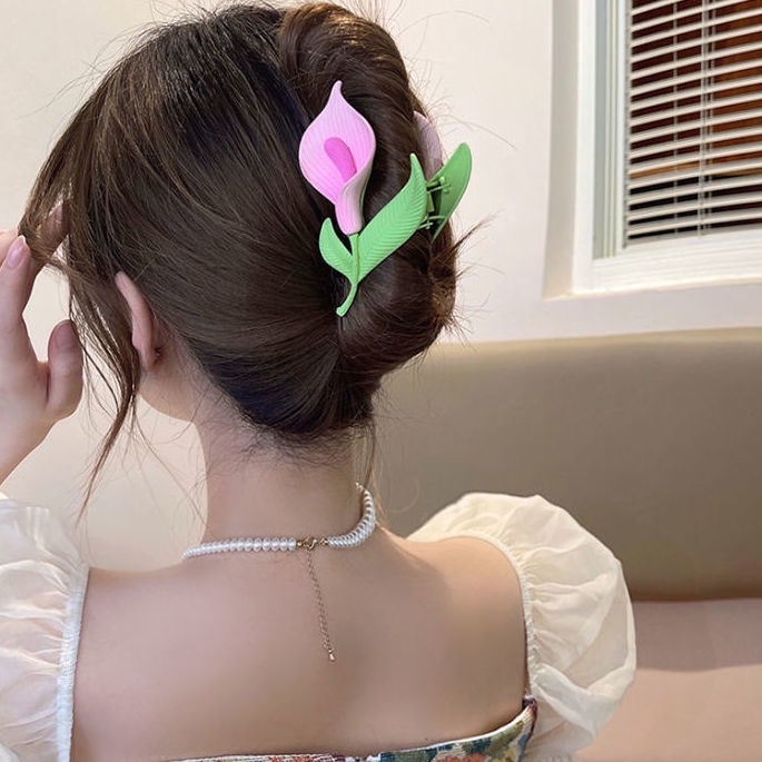 Kẹp Tóc Hình Hoa Màu Hồng Thanh Lịch Thời Trang Mùa Hè Cho Nữ