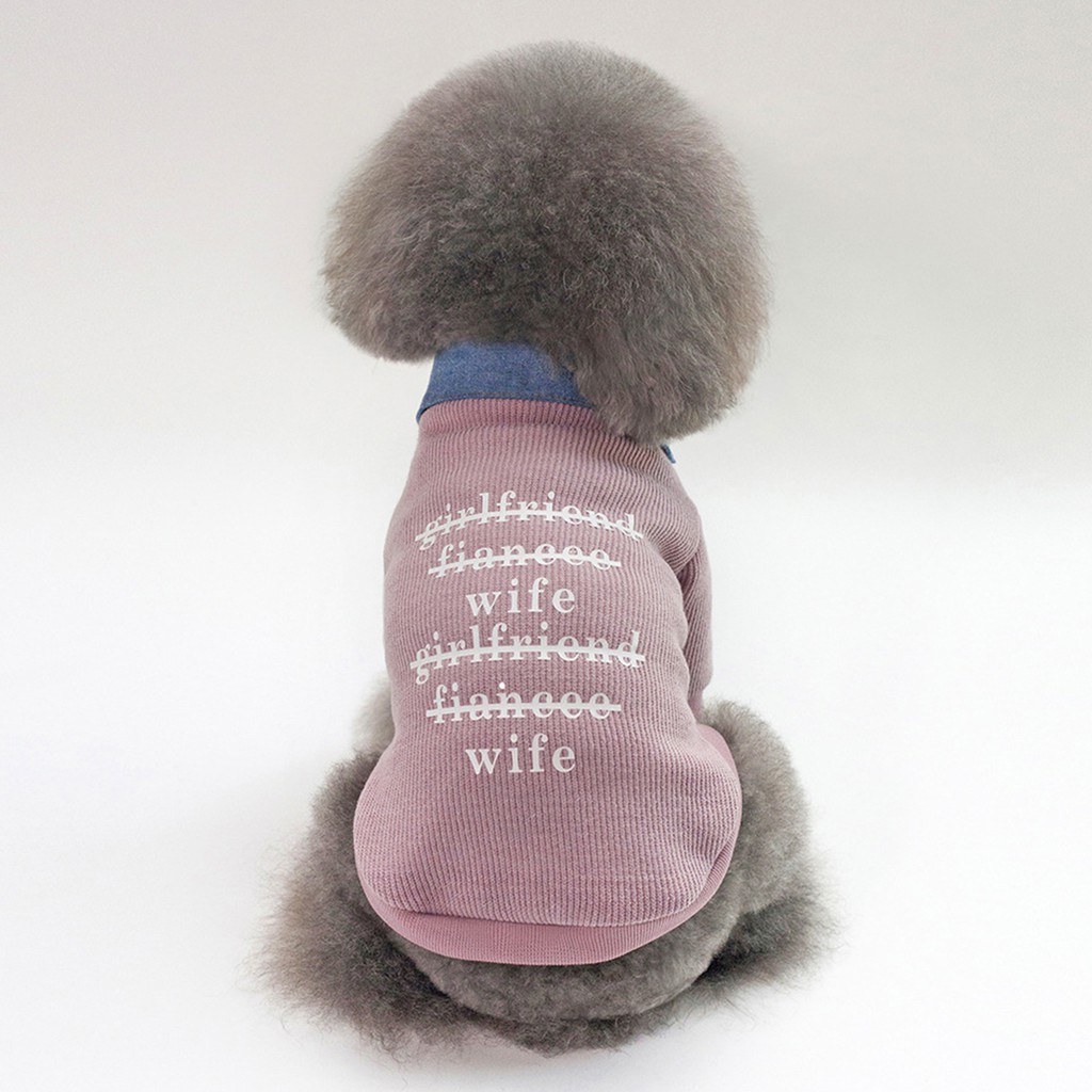 Áo Sweater Cổ Bẻ Giả Hai Lớp In Chữ Cho Thú Cưng