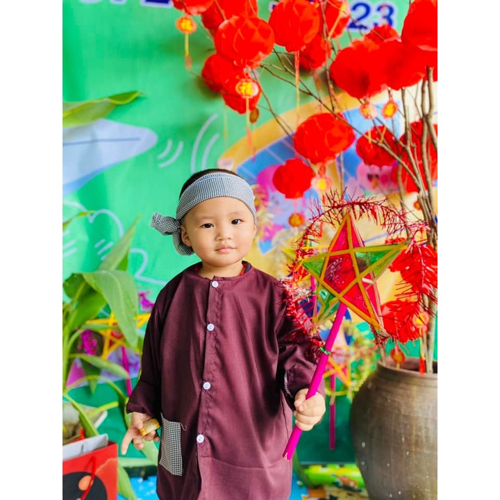 Bộ quần áo bà ba cho bé trai, bé gái có kèm khăn chất đẹp