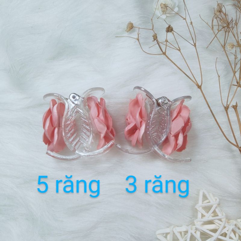 Kẹp càng cua trong suốt 3 răng Hoa Hồng hot trend cho nữ xinh xắn lung linh chất liệu cao cấp bền đẹp