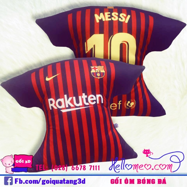GỐI ÔM SOFA BÓNG ĐÁ ÁO CẦU THỦ MESSI CLB BARCELONA