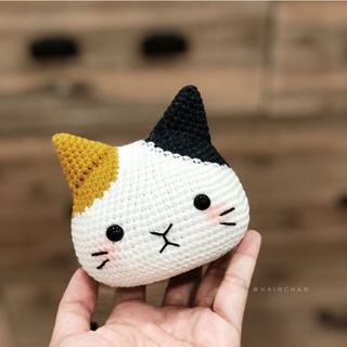 [Handmade Crochet] Móc khóa đầu mèo bằng len