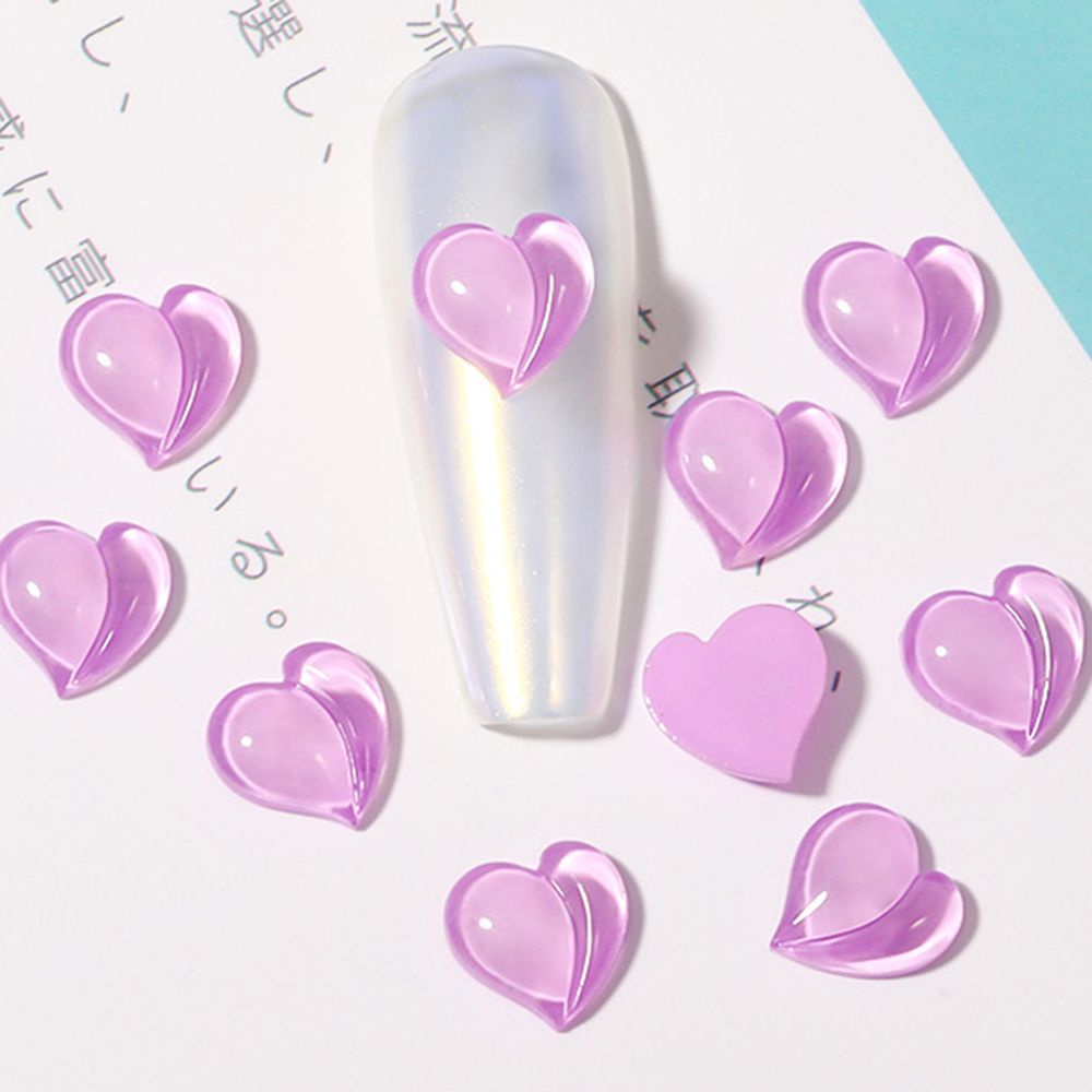 [Hàng mới về] Set 10 Phụ kiện hình trái tim 3D màu sắc ngọt ngào trang trí móng nghệ thuật phong cách Nhật Bản