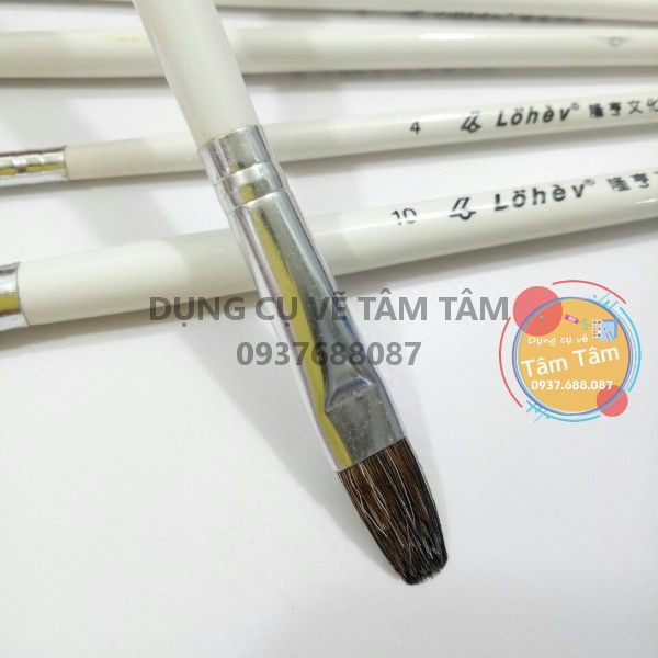 [ TÂM TÂM ]-Bộ cọ vẽ, Cọ vẽ đầu oval 6 cây trắng 938-