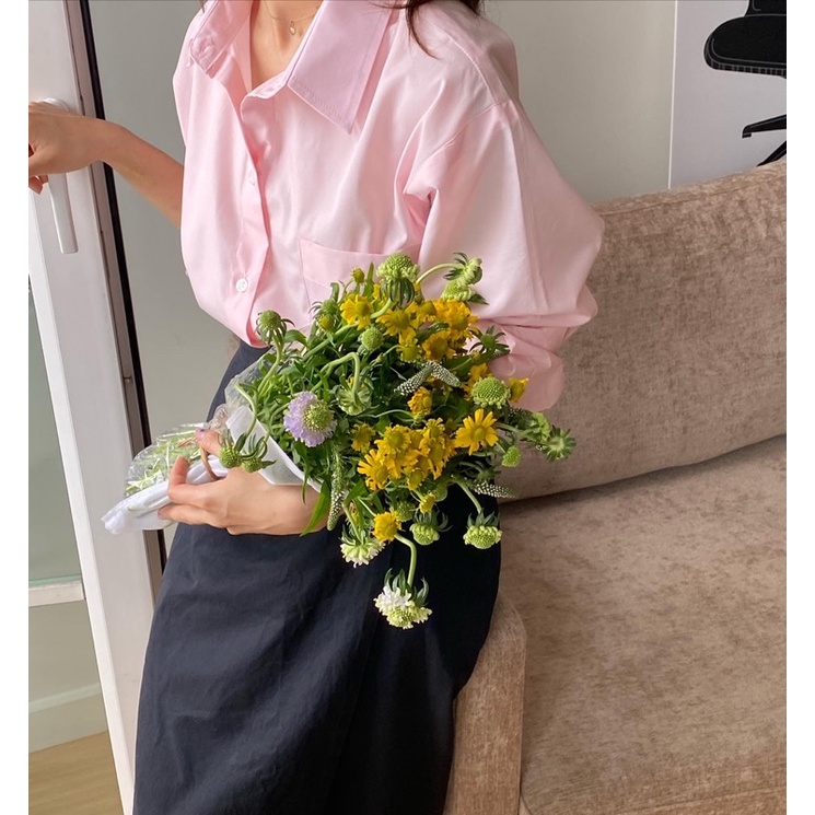 ÁO SƠ MI NỮ - HEE BY OHI - Màu Hồng Nhạt Pastel Cotton 100%