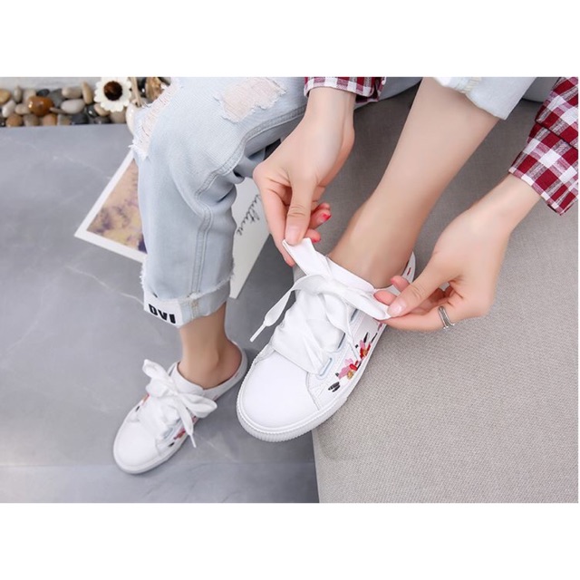 [HÀNG ĐỘC] Giày sục bata nữ thêu hoa