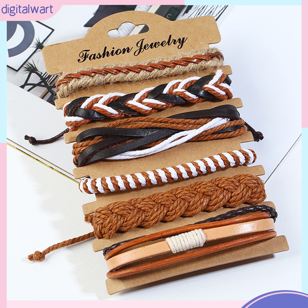 Set 6 dây đeo tay giả da thời trang nam