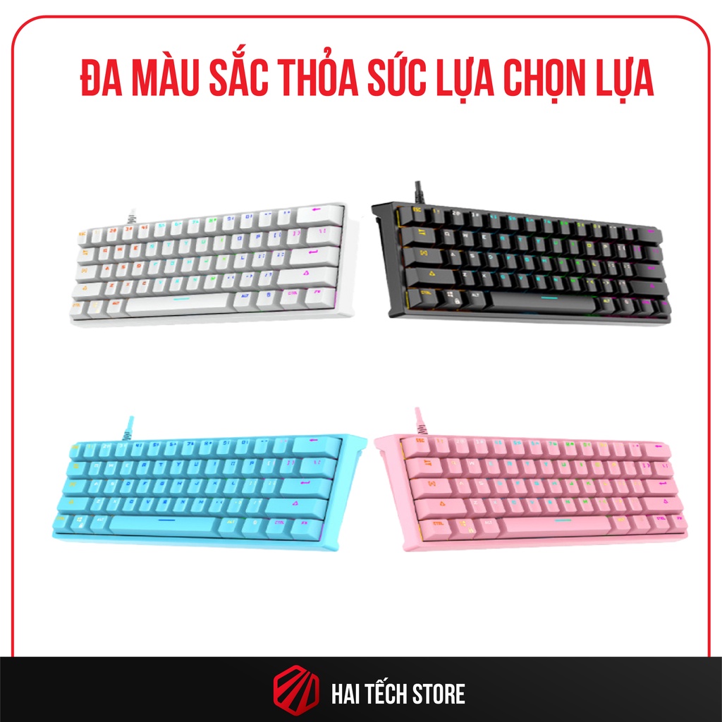 Bàn phím cơ LEAVEN K620 PRO 61 phím, rbg led, blue switch, red switch, bàn phím máy tính