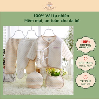 Set đồ sơ sinh cho bé 0-3 tháng 5 chi tiết cotton organic hữu cơ tự nhiên,set quà tặng sơ sinh bé trai bé gái 5 sản phẩm